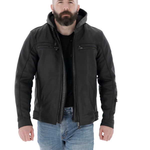 DXR Zack Leather Jacket - Black - FREE UK DELIVERY